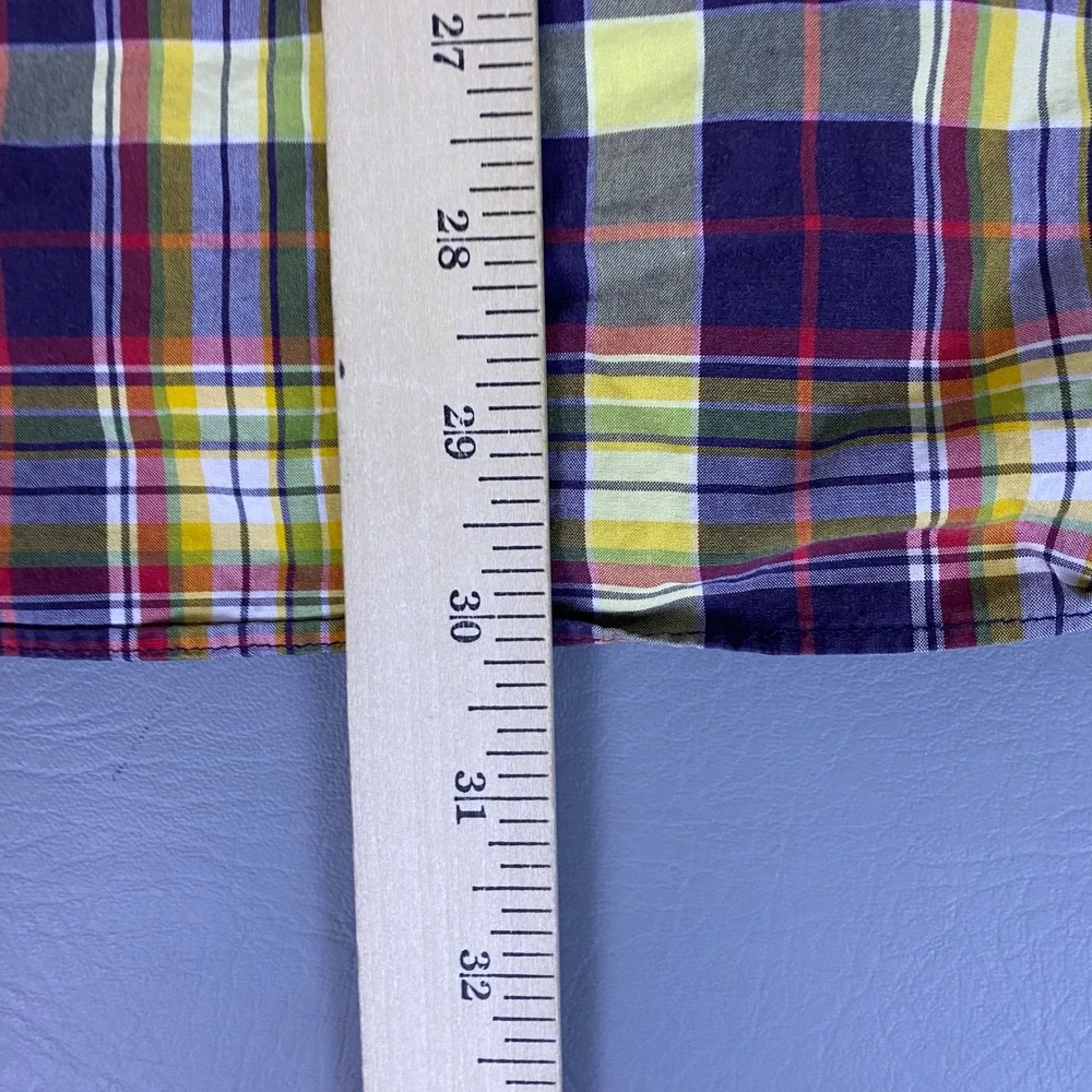 J.Crew 2 Ply‎ Button Down Shirt Men's Size XL Plaid Purple Yellow 100% Cotton